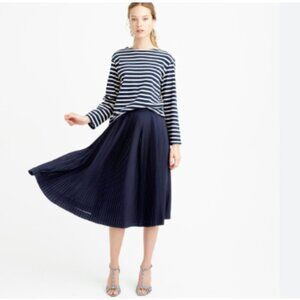 J. Crew Navy Pleated Midi Skirt